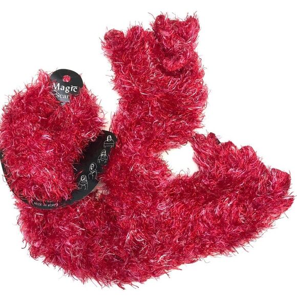 Fuzzy Expandable Eyelash Magic Tube Scarf Pink Mix - Picture 1 of 3
